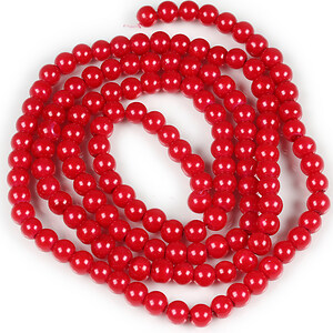 Sirag perle de sticla lucioase, sfere 6mm - rosu opac (aprox. 145 buc.)
