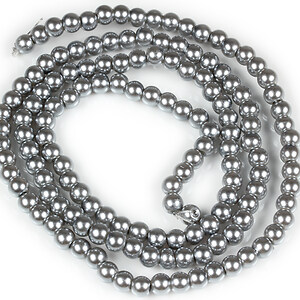 Sirag perle de sticla lucioase, sfere 6mm - gri argintiu inchis (aprox. 145 buc.)