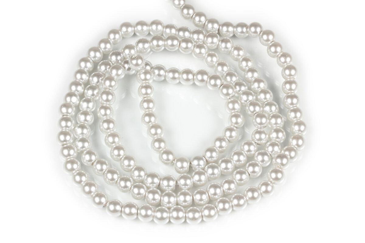 Sirag perle de sticla lucioase, sfere 6mm - gri deschis (aprox. 145 buc.)