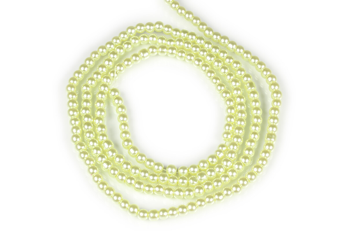 Sirag perle de sticla lucioase, sfere 4mm - galben verzui (aprox. 210 buc.)