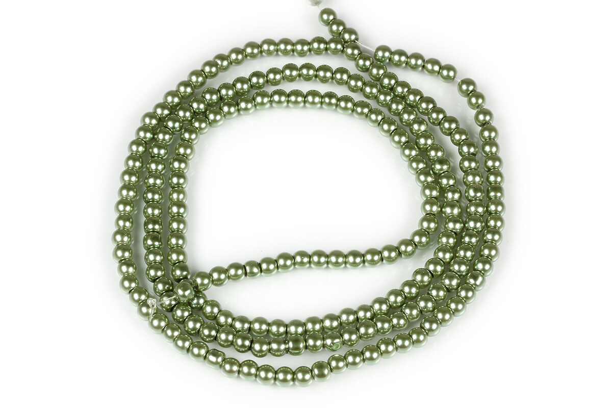 Sirag perle de sticla lucioase, sfere 4mm - verde militar (aprox. 210 buc.)