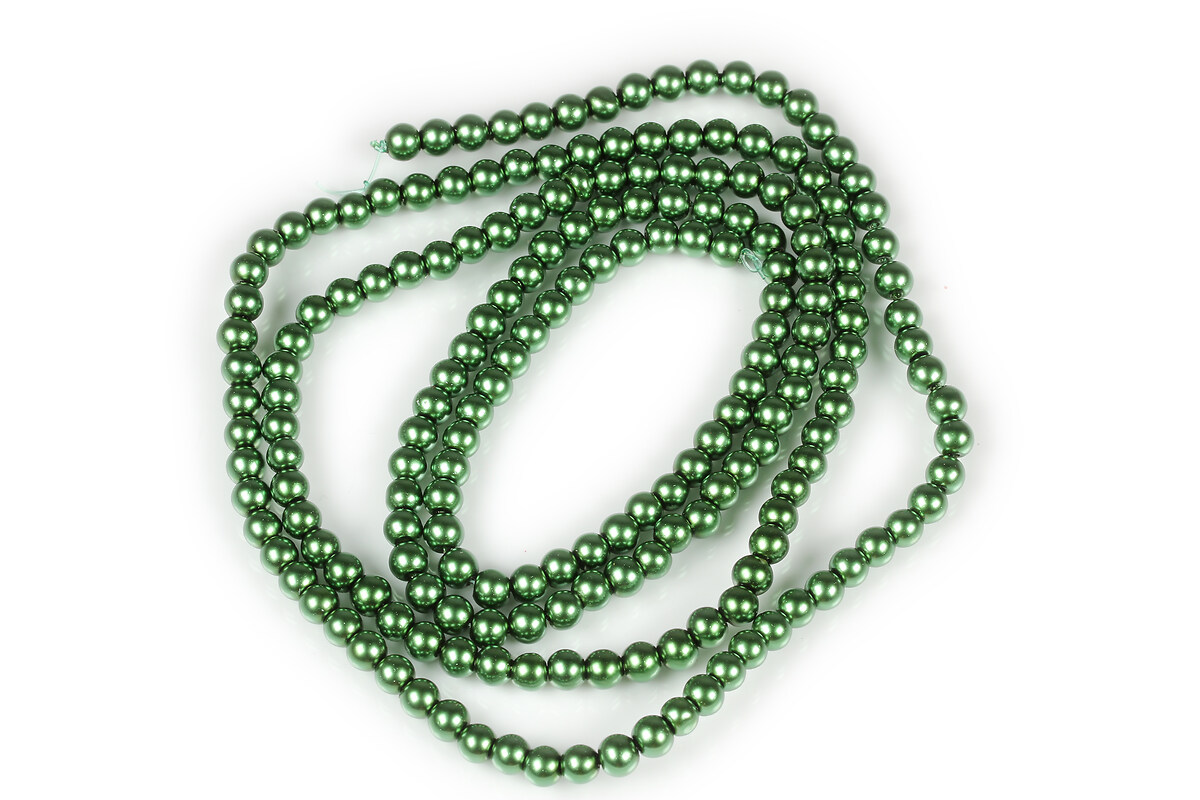 Sirag perle de sticla lucioase, sfere 4mm - verde inchis (aprox. 210 buc.)