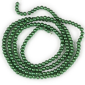 Sirag perle de sticla lucioase, sfere 4mm - verde inchis (aprox. 210 buc.)