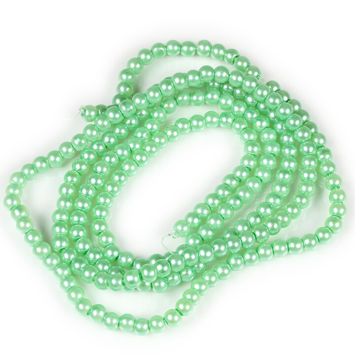 Sirag perle de sticla lucioase, sfere 4mm - verde menta (aprox. 210 buc.)