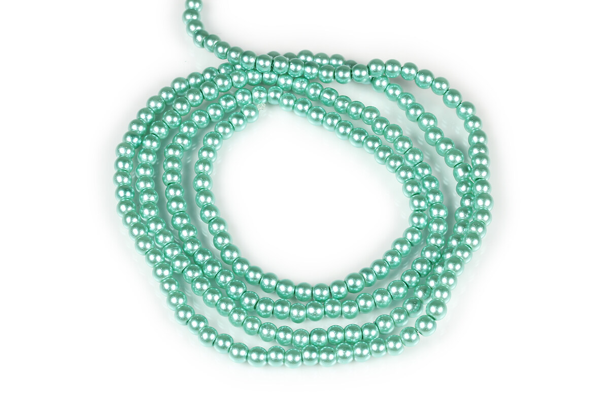 Sirag perle de sticla lucioase, sfere 4mm - aquamarine (aprox. 210 buc.)