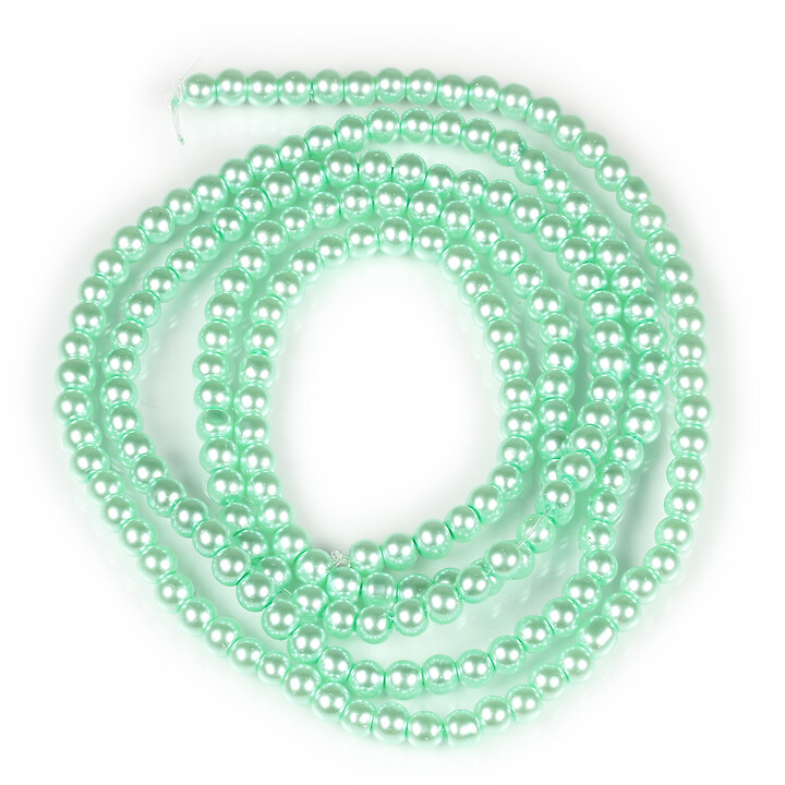 Sirag perle de sticla lucioase, sfere 4mm - turcoaz deschis (aprox. 210 buc.)