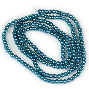 Sirag perle de sticla lucioase, sfere 4mm - albastru cadet (aprox. 210 buc.)