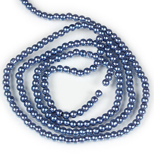 Sirag perle de sticla lucioase, sfere 4mm - albastru denim (aprox. 210 buc.)
