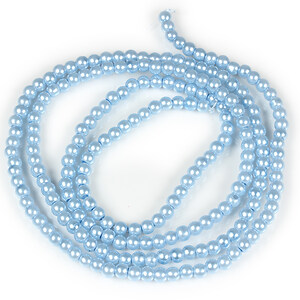 Sirag perle de sticla lucioase, sfere 4mm - albastru deschis (aprox. 210 buc.)