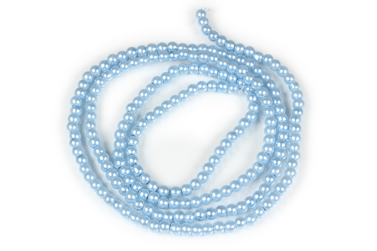 Sirag perle de sticla lucioase, sfere 4mm - albastru deschis (aprox. 210 buc.)