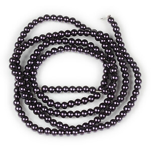 Sirag perle de sticla lucioase, sfere 4mm - mov inchis (aprox. 210 buc.)