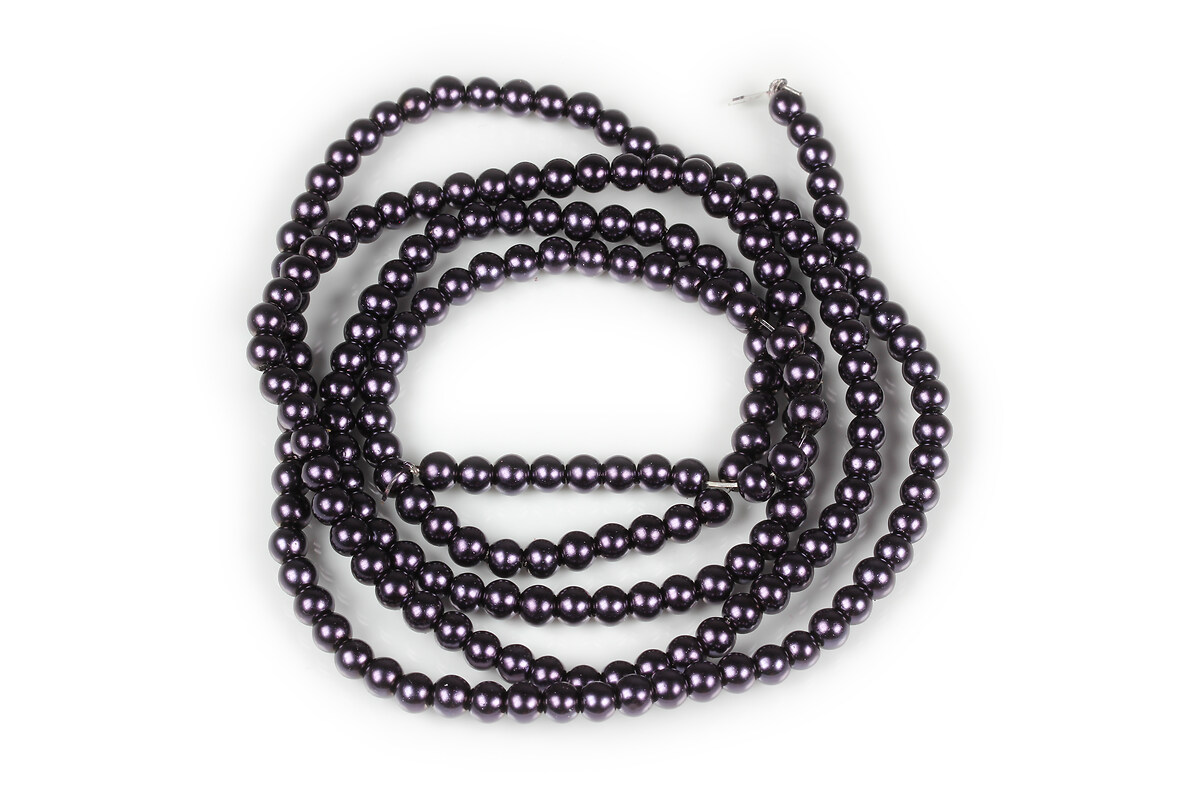 Sirag perle de sticla lucioase, sfere 4mm - mov inchis (aprox. 210 buc.)
