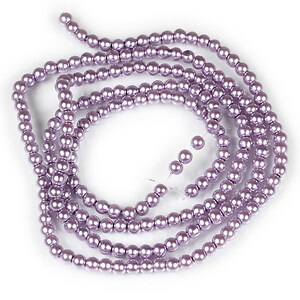 Sirag perle de sticla lucioase, sfere 4mm - mov liliac (aprox. 210 buc.)