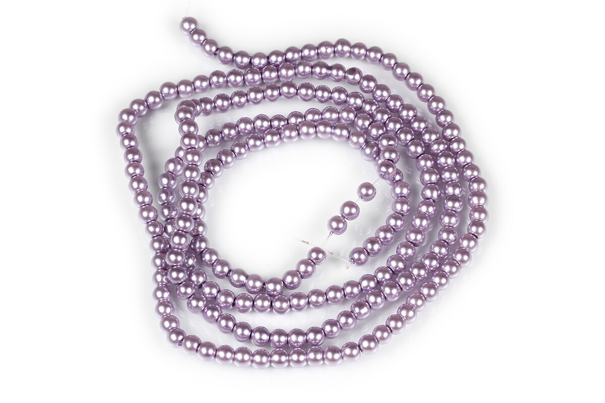 Sirag perle de sticla lucioase, sfere 4mm - mov liliac (aprox. 210 buc.)