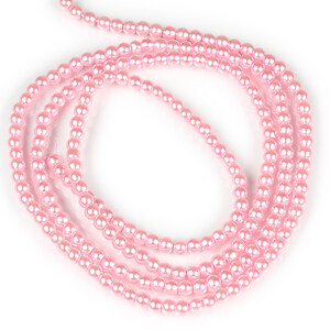 Sirag perle de sticla lucioase, sfere 4mm - roz deschis (aprox. 210 buc.)