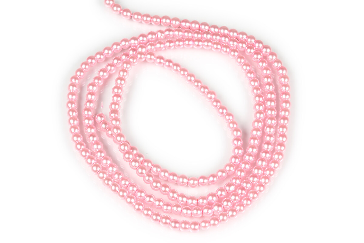 Sirag perle de sticla lucioase, sfere 4mm - roz deschis (aprox. 210 buc.)