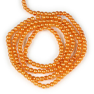 Sirag perle de sticla lucioase, sfere 4mm - portocaliu (aprox. 210 buc.)