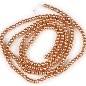 Sirag perle de sticla lucioase, sfere 4mm - aramiu deschis (aprox. 210 buc.)