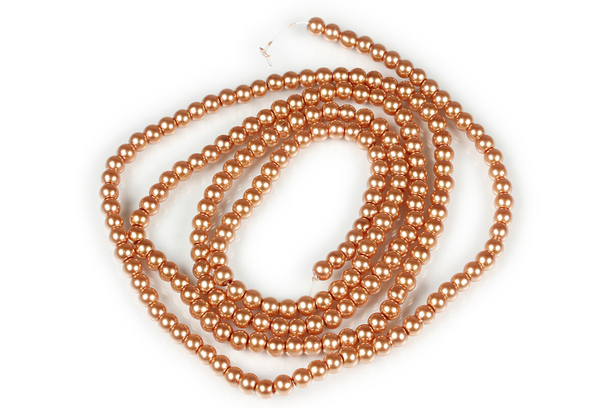 Sirag perle de sticla lucioase, sfere 4mm - aramiu deschis (aprox. 210 buc.)