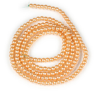 Sirag perle de sticla lucioase, sfere 4mm - portocaliu deschis (aprox. 210 buc.)