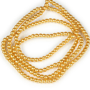 Sirag perle de sticla lucioase, sfere 4mm - auriu (aprox. 210 buc.)