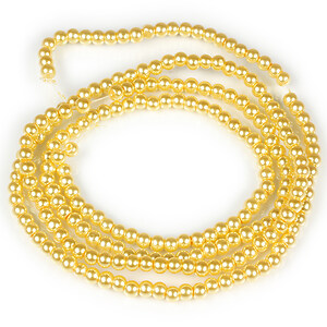 Sirag perle de sticla lucioase, sfere 4mm - galben (aprox. 210 buc.)