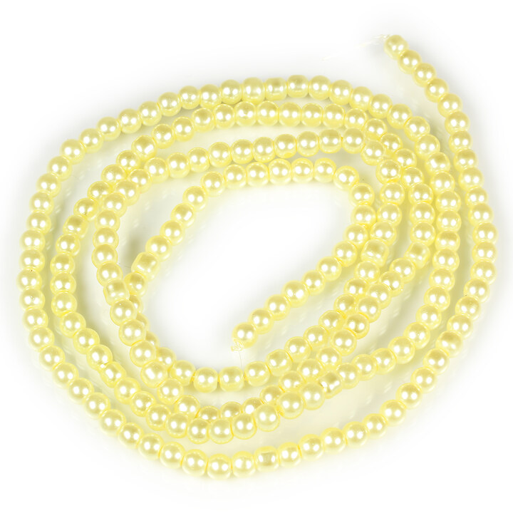 Sirag perle de sticla lucioase, sfere 4mm - galben deschis (aprox. 210 buc.)