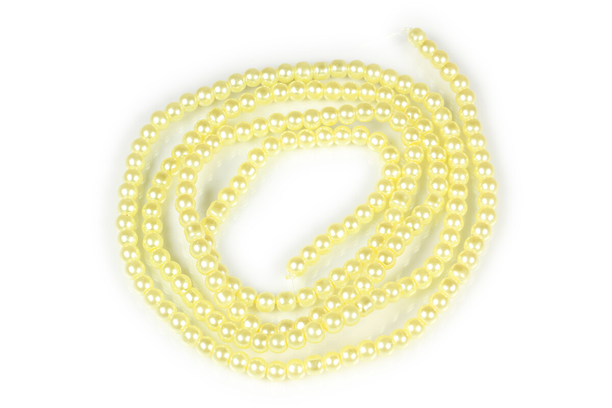 Sirag perle de sticla lucioase, sfere 4mm - galben deschis (aprox. 210 buc.)