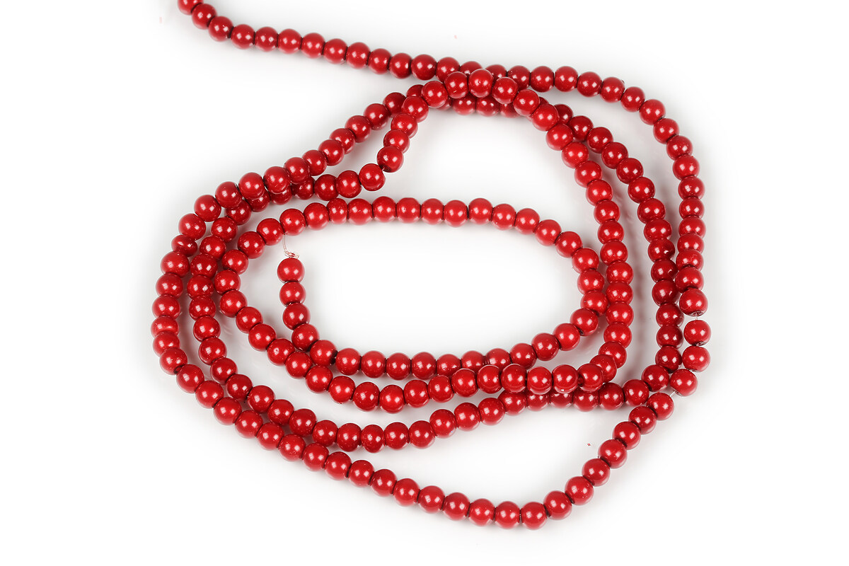 Sirag perle de sticla lucioase, sfere 4mm - rosu grena opac (aprox. 210 buc.)