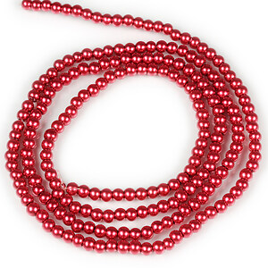 Sirag perle de sticla lucioase, sfere 4mm - rosu inchis (aprox. 210 buc.)