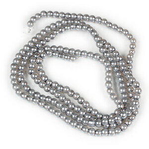 Sirag perle de sticla lucioase, sfere 4mm - gri argintiu (aprox. 210 buc.)