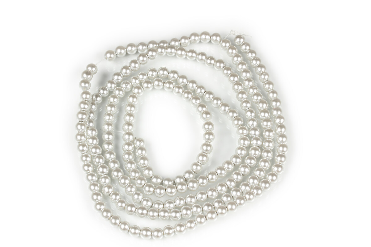 Sirag perle de sticla lucioase, sfere 4mm - gri deschis (aprox. 210 buc.)