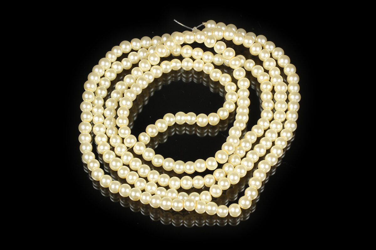 Sirag perle de sticla lucioase, sfere 4mm - ivory (aprox. 210 buc.)