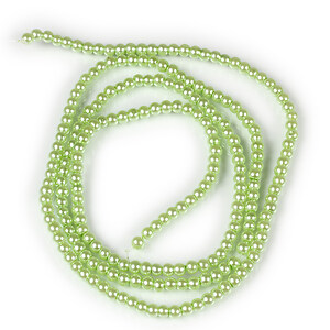 Sirag perle de sticla lucioase, sfere 3mm - verde deschis (aprox. 190 buc.)
