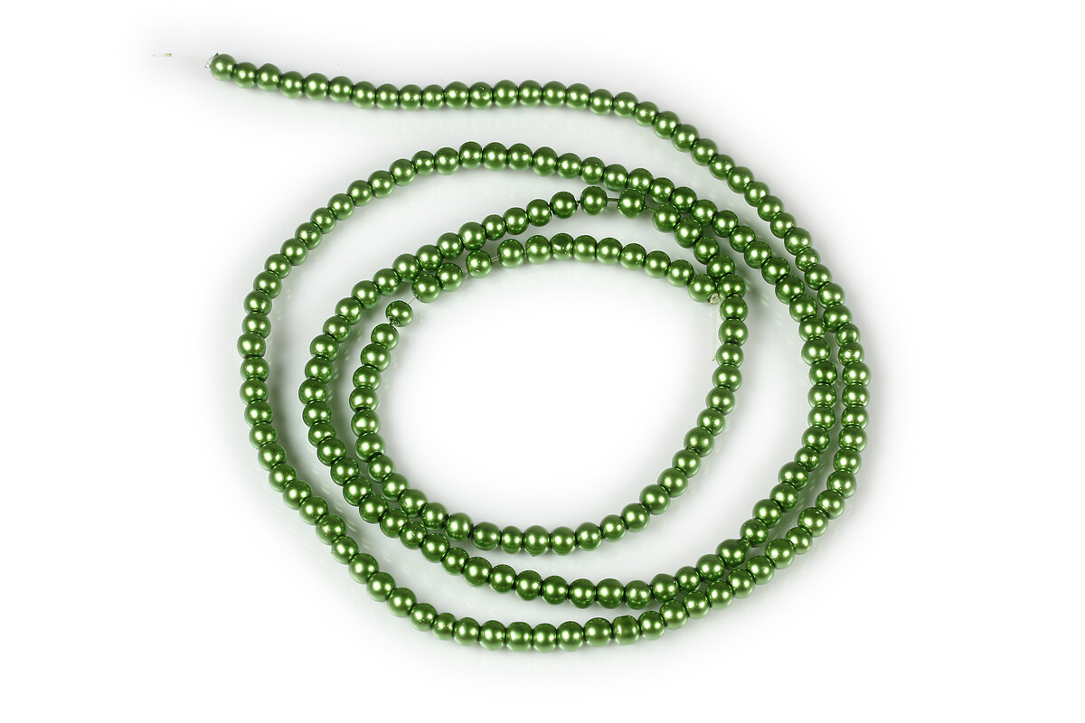 Sirag perle de sticla lucioase, sfere 3mm - verde avocado (aprox. 190 buc.)