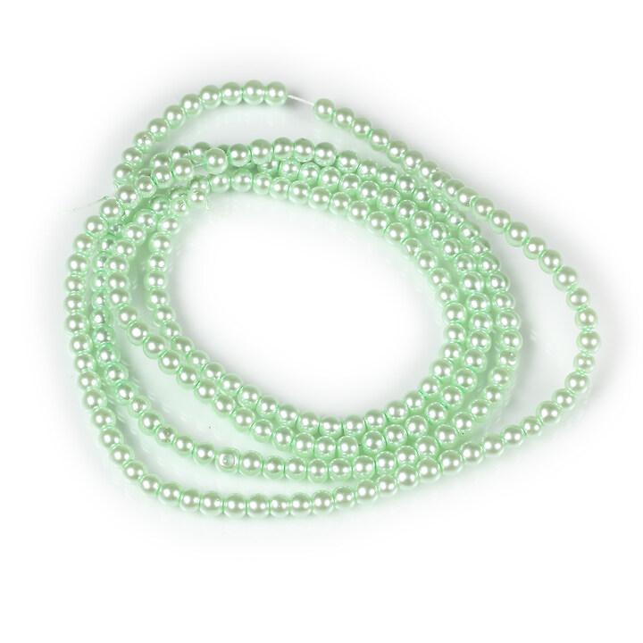 Sirag perle de sticla lucioase, sfere 3mm - verde pal (aprox. 190 buc.)