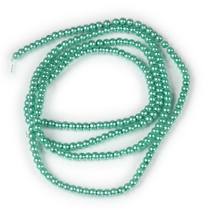 Sirag perle de sticla lucioase, sfere 3mm - aquamarine (aprox. 190 buc.)