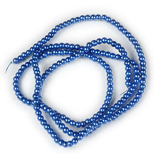 Sirag perle de sticla lucioase, sfere 3mm - albastru safir (aprox. 190 buc.)