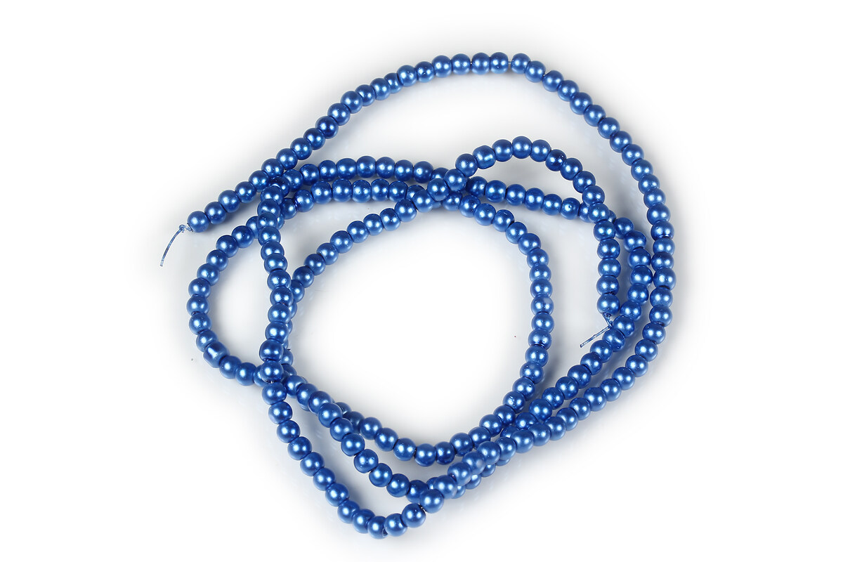 Sirag perle de sticla lucioase, sfere 3mm - albastru safir (aprox. 190 buc.)