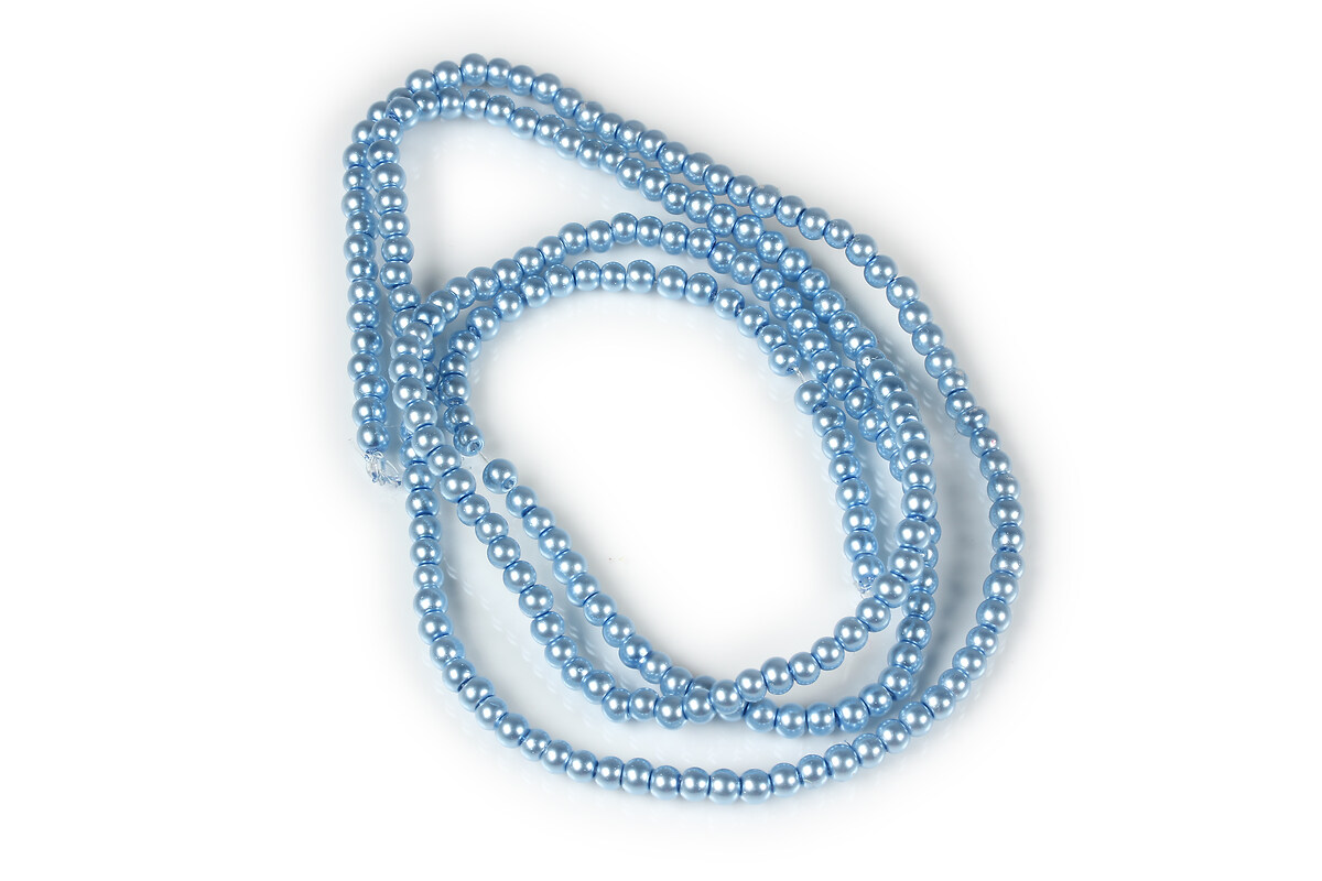 Sirag perle de sticla lucioase, sfere 3mm - albastru deschis (aprox. 190 buc.)