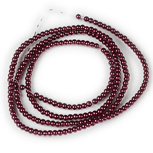 Sirag perle de sticla lucioase, sfere 3mm - burgundy (aprox. 190 buc.)