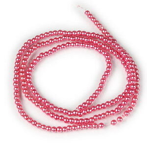 Sirag perle de sticla lucioase, sfere 3mm - roz aprins (aprox. 190 buc.)