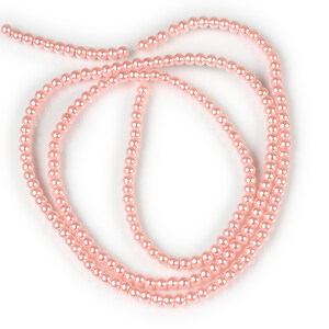 Sirag perle de sticla lucioase, sfere 3mm - roz deschis (aprox. 190 buc.)
