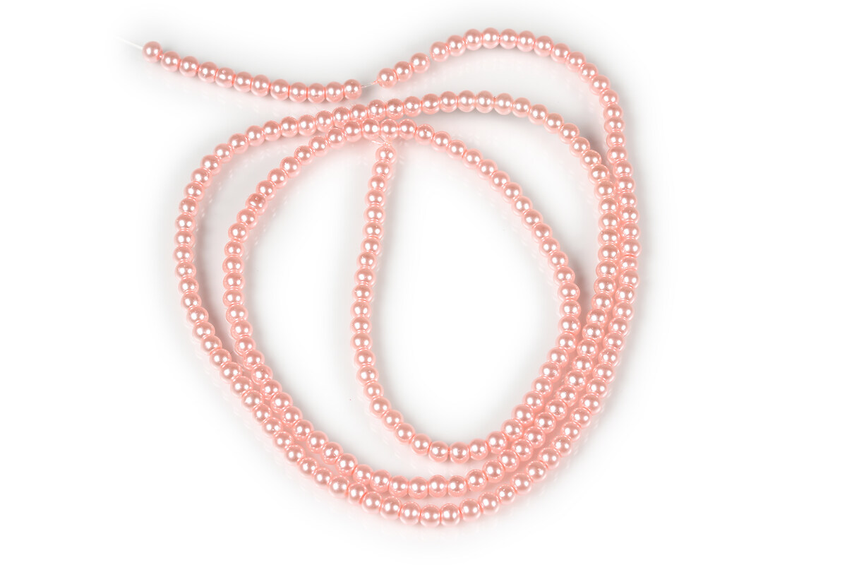Sirag perle de sticla lucioase, sfere 3mm - roz deschis (aprox. 190 buc.)