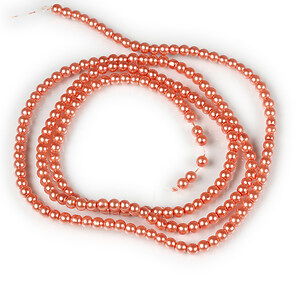 Sirag perle de sticla lucioase, sfere 3mm - portocaliu (aprox. 190 buc.)