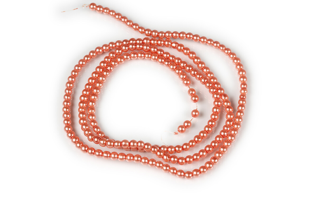 Sirag perle de sticla lucioase, sfere 3mm - portocaliu (aprox. 190 buc.)