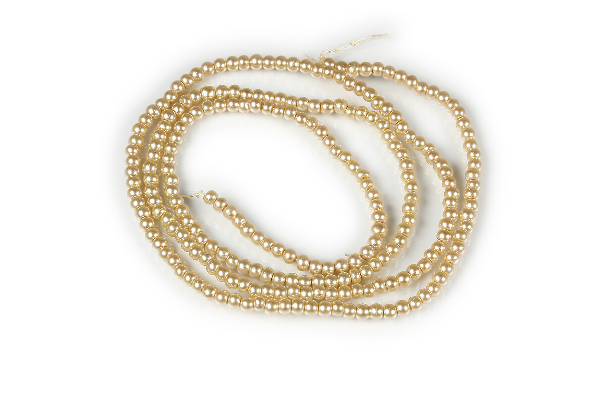 Sirag perle de sticla lucioase, sfere 3mm - auriu deschis (aprox. 190 buc.)
