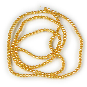 Sirag perle de sticla lucioase, sfere 3mm - auriu (aprox. 190 buc.)