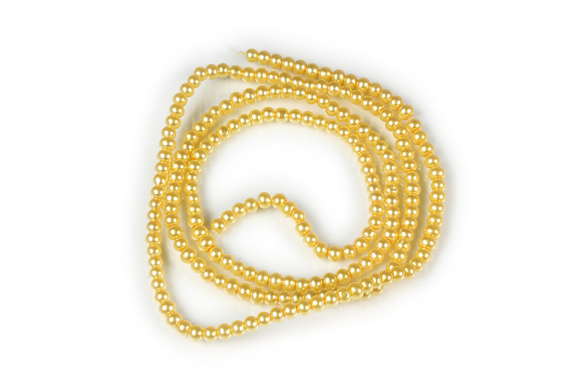 Sirag perle de sticla lucioase, sfere 3mm - galben (aprox. 190 buc.)
