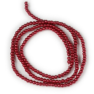 Sirag perle de sticla lucioase, sfere 3mm - rosu inchis (aprox. 190 buc.)